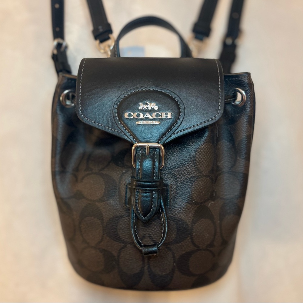 Coach Black and Brown Signature Backpack